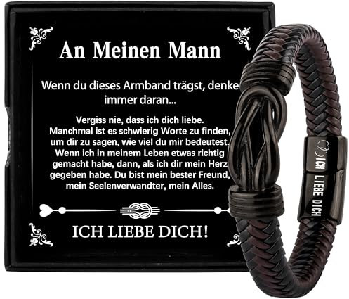 Merclix Geschenke für Männer Geburtstag Armband Ich Liebe Dich Valentinstag Jahrestag Geschenk für Ihn Freund Ehemann Mann Weihnachten