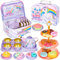 Damcyer Juego de té Infantil, 33 PCS Juego de te para Niñas Juguetes de Cocina para Niñas con Bandeja de Postres y Comida, Accesorios de Cocina para Niños y Niñas para Niña 3 4 5 6 7 Años, Unicornio