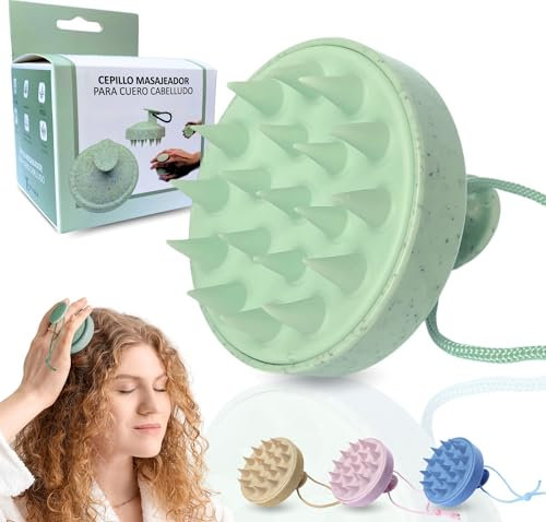 ETISEN, Massaggiatore capelli in silicone, shampoo a secco, spazzola capelli ricci e lisci, massaggiatore testa per stimolare la crescita del cuoio capelluto (verde)
