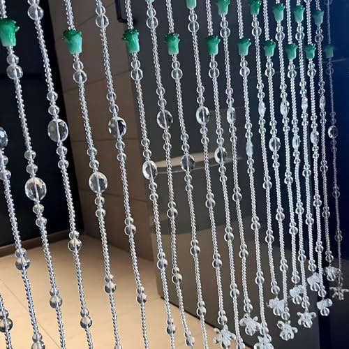 Eiauiuo Perlen Türvorhang Kristall Glas Perlenvorhang Raumteiler Insektenschutz für Wohnzimmertür Schlafzimmertür Balkontür Dekorativer Fadenvorhang(Transparent,80x81cm(21 Stränge))