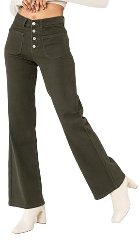Nina Carter P139 - Jeans da donna a vita alta con taglio svasato, effetto usato, M
