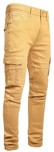 JENY-LUCK Men's Skinny Slim Fit Ripped Distressed Stretch Jeans Pants Mens Ripped Jeans Destroyed Stretch Jeans Mens Slim Straight Fit Moto Biker Jeans with Zipper Deco