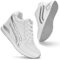 KOWAYI Damen Sneakers Wedges mit Keilabsatz 7cm Leichte Plateau Sneaker Walking Schuhe Atmungsaktiv Damen Turnschuhe Freizeitschuhe Bequeme Sportschuhe mit Keilabsatz Weiß 41XIN