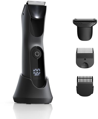 Roleader Elettrico Corpo Uomo, Depilatore Corpo Uomo con Illuminazione a LED e base di ricarica,Uso Umido e Asciutto, Adatto per Braccia, Torace, Gambe, Ascelle e Altre Zone Intime, nero