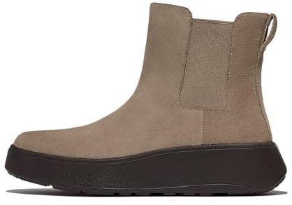 Fitflop F-Fashion - Stivaletti Chelsea in camoscio bicolore, con elastico, Tortora, 36 EU