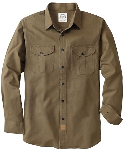 Dubinik® Camisas con Botones para Hombre Camisa Casual Trabajo Vintage Duro Stretch Regular Fit Manga Larga