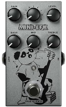 Nikou M-VAVE Mini Guitar Overdrive Distorted Pédale d'effet Rock Style 9 tons Réglage EQ 3 bandes, Connexion à la Carte son de l'amplificateur (gris)