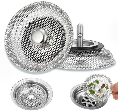 2 stycken Handfat sil, Diskho sil i rostfritt stål, Universell diskho sil, sil korg diskbänk, Silkorgar, dräneringssil, silkorgventil, Lämplig för kök,badrum,förhindra träskor,dålig lukt(8cm diameter)