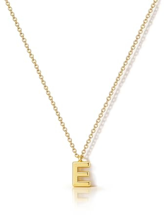 HANLI Colgante Letra Inicial para Mujer - Collar de Letra E Personalizado Bañado en Oro 14K Joyería Fina para Mujer Regalo Elegante Delicado Monograma