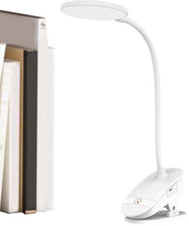 Erconsso Luz LED con clip, lámpara de lectura de cuello de cisne de 360 grados con abrazadera para mesa, lámparas de mesa flexibles con 3 modos para dormitorio, sala de estar, estante, hogar