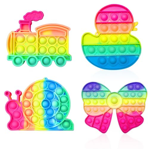 Steemjoey 4PCS Pop Fidget Toy Set, Silicone Push It Pop Bubble Sensory Toy