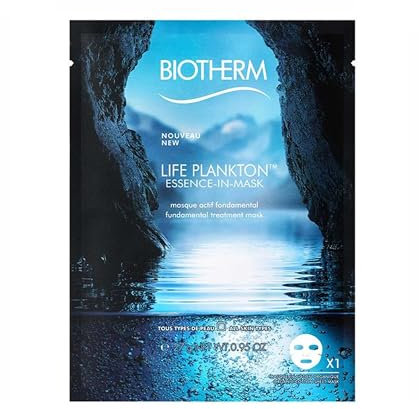 Biotherm Life Plankton Essence Mask Gesichtsmaske, revitalisierende Pflegemaske für die Nacht, mit Life Plankton, Tuchmaske für Damen, für ein erfrischtes Aussehen, 1x 27 g