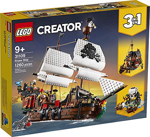 LEGO Creator 3in1 Pirate Ship 31109 Building Playset for Kids who Love Pirates and Model Ships, Makes a Great Gift for Children who Like Creative Play and Adventures, New 2020 (1,260 Pieces)