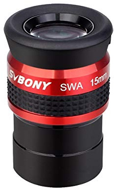 SVBONY SV154 Teleskop Okular 1,25 Zoll SWA 70 Grad 15mm Super Weitwinkel Teleskop Zubehör mit Twist Up Augenmuscheln