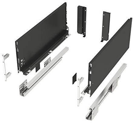 Schubkastensystem JUNKER-SLIM anthrazit Höhe: 167 mm Tiefe: 350 mm belastbar bis 40 Kg Soft-Close Schubladensystem mit 13 mm schlanken Schubladenzargen