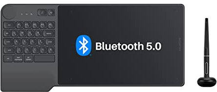 HUION Grafiktablett Inspiroy Keydial KD200 Bluetooth 5.0 8,9 x 5,6 Zoll Stifttablett kombiniert mit Einer Tastatur und einem Wählcontroller, geeignet für Anfänger und professionelle Designer