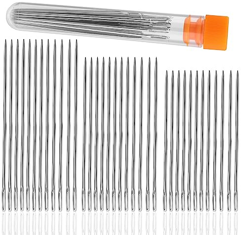 Aiguilles à coudre à grand chas, 36 aiguilles à coudre, 3 tailles d'aiguilles à broder avec tube de rangement pour la couture à la main et les projets d'artisanat