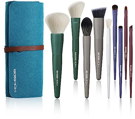 EIGSHOW 9 Pinceaux de Maquillage avec 5 Couleurs, Pinceaux de Maquillage Professionnels avec Sac, Mignon et Choix de Cadeau