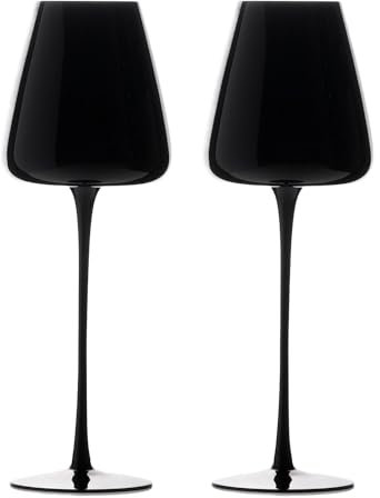 Intirilife 2x Verre à vin au design moderne en Noir - Capacité de 500 ml - Verre à vin rouge vin blanc, calice, lavable au lave-vaisselle, verre en cristal, résistant aux chocs