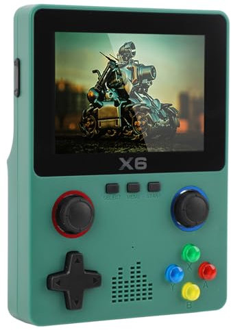 Handhållen Spelkonsol, Retro Spelkonsoler med 3,5 Tums IPS-skärm, Inbyggt 32G TF-kort och Klassiska Spel 2000mAh Batteristödsimulator, DUBBEL 3D-joystick (Grön)