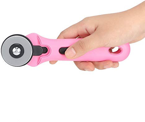 Pongnas Taglierina Rotativa per Tessuti, Rotella per Taglierina per Tessuti con velocità di Taglio Elevata Taglierina Rotativa per Tessuti con Coltello Tondo da 45 Mm per Carta, (Rosa