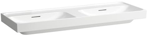 LAUFEN Meda Doppelwaschtisch, unterbaufähig, 1300x460mm, ohne Hahnloch, mit Überlauf, H8141120001091, Farbe: Weiß