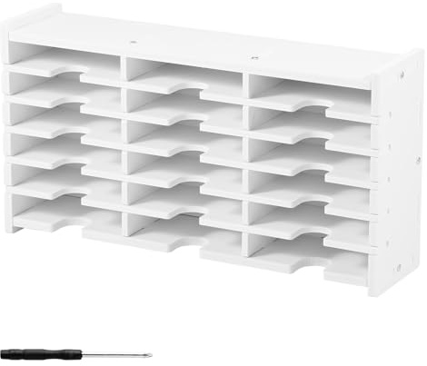 Support de tampon encreur à 18 grilles - Organiseur avec séparateurs amovibles - Boîte de rangement pour tampons encreurs pour la maison, le bureau, les fournitures scolaires