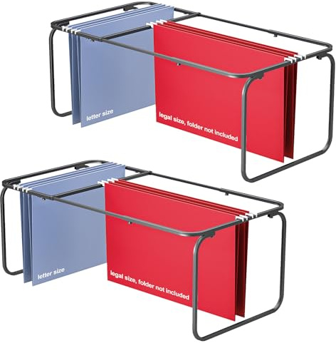2 Sets Upgraded Adjustable Hanging File Folder Frame,Legal/Letter Size,Length Adjusted 16 to 25 inches,Heavy Duty Steel File Drawer/Cabinet Organizer Insert, Hanging Folder Holder,12.598 W X 9.45 H