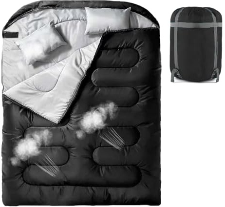 Schlafsack für 2 Personen | Doppelschlafsack für Erwachsene – für Camping und Wandern und Reisen im Sommer, Winter, Outdoor, für kaltes Wetter, für Männer und Frauen Sport