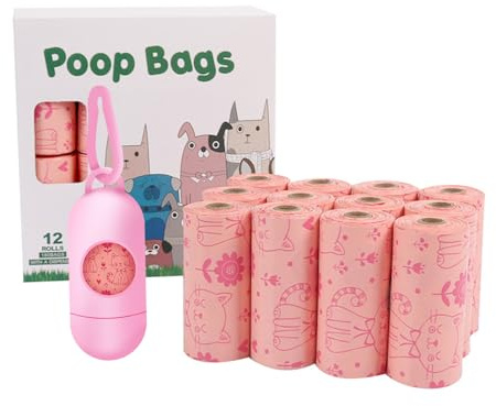 Sacchetti per escrementi per cani, impermeabili e rinforzati, non adesivi per la casa, il parco e la spiaggia, adatti per animali domestici e indispensabili per il viaggio con profumo di limone, rosa