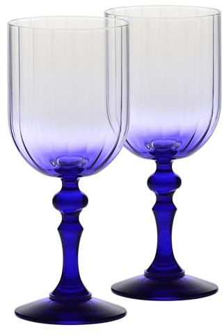 Krosno Calici da vino 300 ml con stelo blu cobalto, set da 2 – per vino rosso e bianco, mocktail e acqua – cristallo senza piombo – lavabili in lavastoviglie – Bubble Celebration Moments