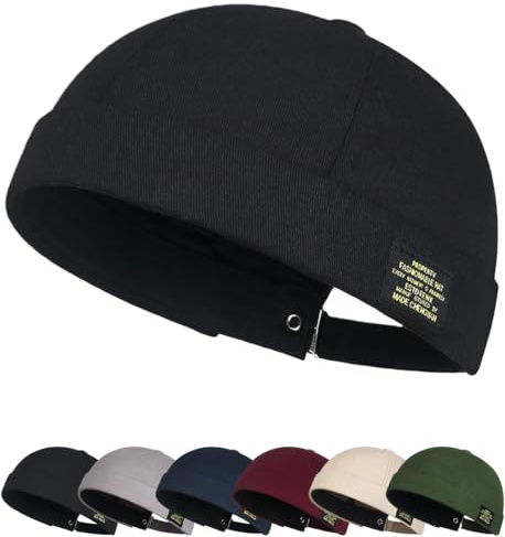 Gorro Docker Hombre Sombrero Docker sin Visera Pescador Gorras de Hombre Retro de Hip-Hop Docker de Algodón Ocala Verano Cierre autoadherente Primavera Verano el año Cómodo Práctico