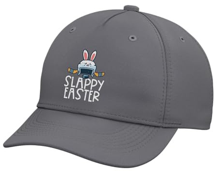 Slappy Easter Ice Hockey Helmet Bunny Men Boys Kids Youth Adjustable Printed Baseball Hat, Slate Grey