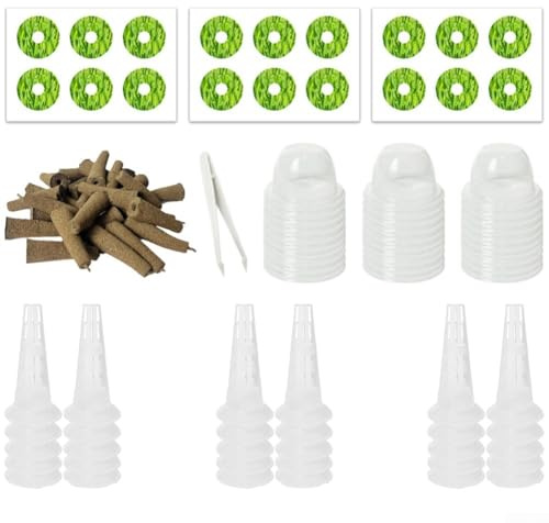 Linnkyfloa Set di 30 cestini per piantare con coperture per germinazione e cotone, vasi riutilizzabili a rete scanalati, coltivazione senza suolo di erbe, verdure, fiori, kit da giardinaggio bianco