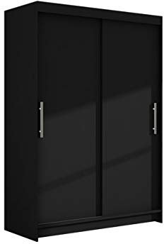 Schwebetürenschrank Miami I Modernes Kleiderschrank, Schlafzimmerschrank, Schiebetürenschrank, Garderobe, Schlafzimmer (Schwarz)