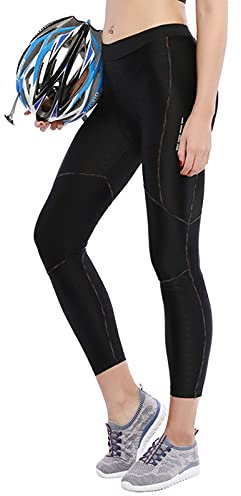 Santic Fahrradhose Damen Gepolstert Lang Radhose Damen Lang mit Polster Schwarz EU M