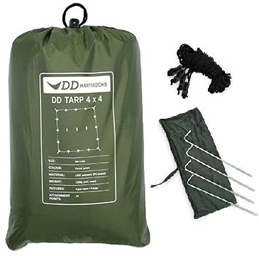 DD Tarp - Tettuccio antipioggia, 4 x 4 m, colore: Verde