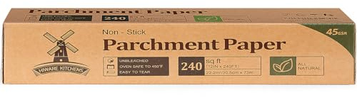 Unbleached Parchment Paper for Baking, 12 in x 240 ft, 240 Sq.ft, Baking Paper, Non-Stick Parchment Paper Roll for Baking, Cooking, Grilling, Air Fryer and Steaming