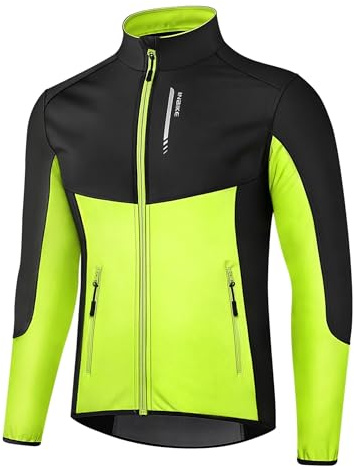 INBIKE Cycling Jackets for men Running Biking Jacket Windbreaker Thermal Windproof Reflective Cold Weather Black Green X-Large