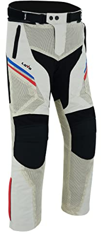 LOVO - Pantaloni da moto estivi unisex con design traforato, abbigliamento da moto per uomo e donna, comfort e ventilazione ottimali, protezioni integrate su ginocchia e fianchi, stile moderno, Grigio