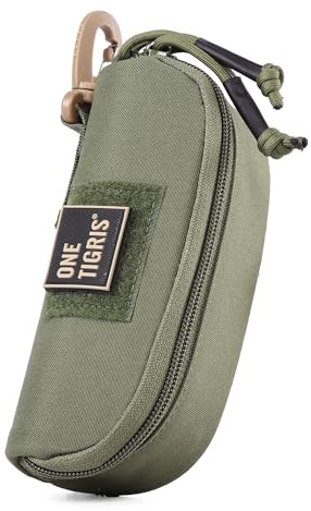 OneTigris Tactical Glasses Case Molle Glasses Hardcase,Shockproof Sunglasses Carrying Case 1000D Nylon Eyewear Protective Box for Spectacle Googles Sport Glasses-Ranger Green