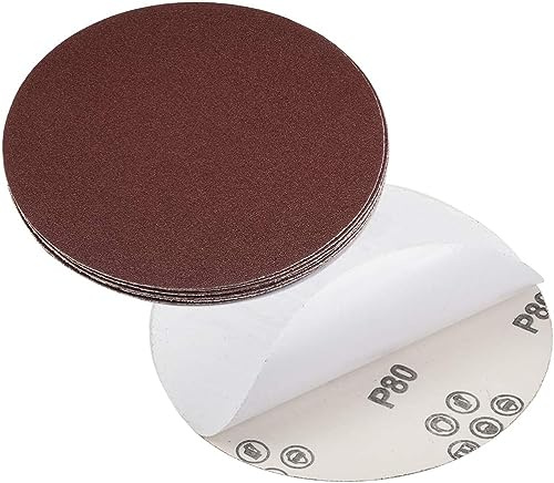 TA-VIGOR 10Pcs 150mm PSA Sanding Discs, 80 Grit 6 Inch Self Adhesive Stickyback Sandpaper Discs, Aluminum Oxide Sandpaper for DA Sander, Sand Automotive Car Paint, Wood, Metal