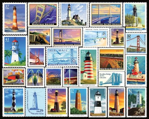 White Mountain 1000 Piece Jigsaw Puzzle Coastal Scenic Landmark Collage Puzzles with Large Pieces for Adults and Family 24x30 - Lighthouses & Bridges
