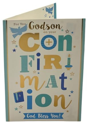 For Godson On Your Confirmation Bold Lettering Design Religious Greeting Card