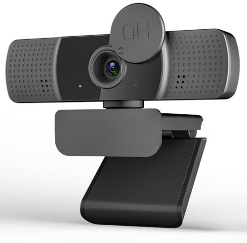 YIMONA 2K Full HD Webcam, mit Objektivabdeckung 30fps, 85° Weitwinkel, USB, Dual Mikrofon, Fester Fokus, Belichtungskorrektur, Rauschunterdrückung, kompatibel mit Windows, Mac OS, Linux und mehr
