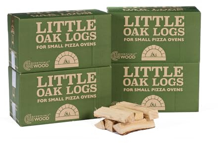 Certainly Wood Oak Pizza Sticks 4 box – Kiln Dried Wood for Small & Mini Pizza Oven – Quick to Light Hardwood Stick – Long Burn & High Temperature – Ready to Burn Accredited – Sustainably Sourced