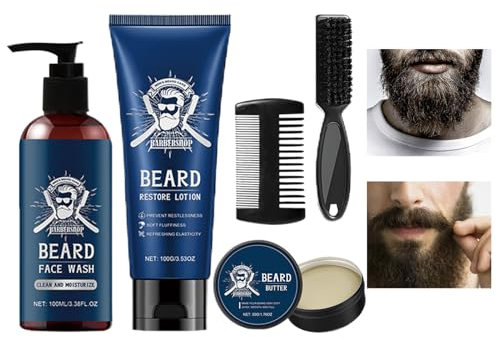 Bartpflegeset für Männer, 462 g Bartwachstumsset, Gesichtshaarpflegeset, nicht fettende und hautfreundliche Formel, einfach und sicher zu verwenden, ideal für alle Männer
