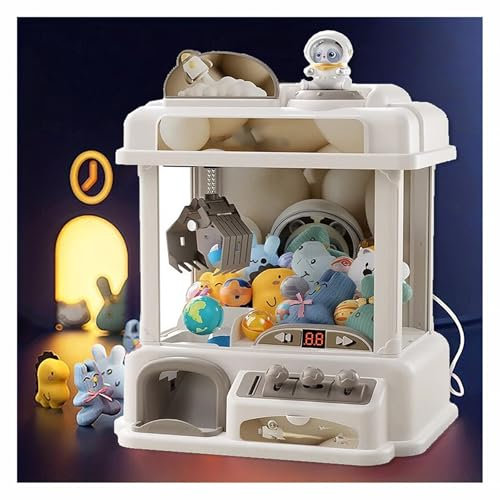 CUCUKAKA Machine à Griffes ， Candy Grabber avec Musique et Lumières,2 Poupées Panda,25 Peluches,20 Gashapons ， Machine Attrape Bonbon Cadeaux pour Filles à Partir De 8 Ans