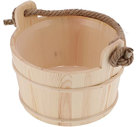Zerodis Accessoire de Bain en Bois Imperméable de capacité de 6L de Loisirs de Jardin pour Le Seau de Sauna en Bois de Douche et de Spa