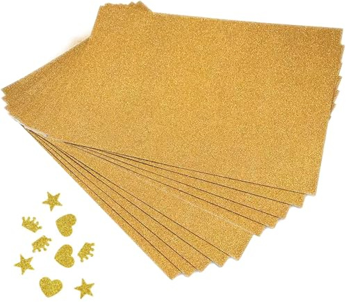 Vyqrx 10 Blatt Glitzerpapier zum Basteln, Bastelkarton Gold Glitzer Papier,Glänzendes Bastelmaterial für Kreative Gestaltung DIY Grußkarten Scrapbooking für Hochzeit